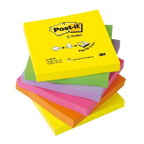 Karteczki samoprzylepne Post-it® Super Sticky Z-Notes 76X76mm 6x100 7R330-NR mix kol.